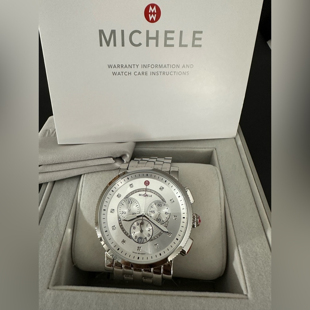 NWT Michele Silver Sport Sail Watch